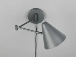 LED Wandleuchte mit Stecker, Schalter und Schwenkarm, Anthrazit, Höhe 16cm