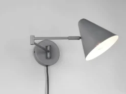 LED Wandleuchte mit Stecker, Schalter und Schwenkarm, Anthrazit, Höhe 16cm