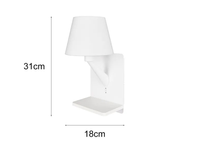 LED Wandleuchte mit Stecker, Schalter & Ladefunktion Weiß, Höhe 31cm
