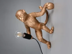 LED Wandleuchte mit Stecker und Schalter Affenlampe Gold, Höhe 36,5cm