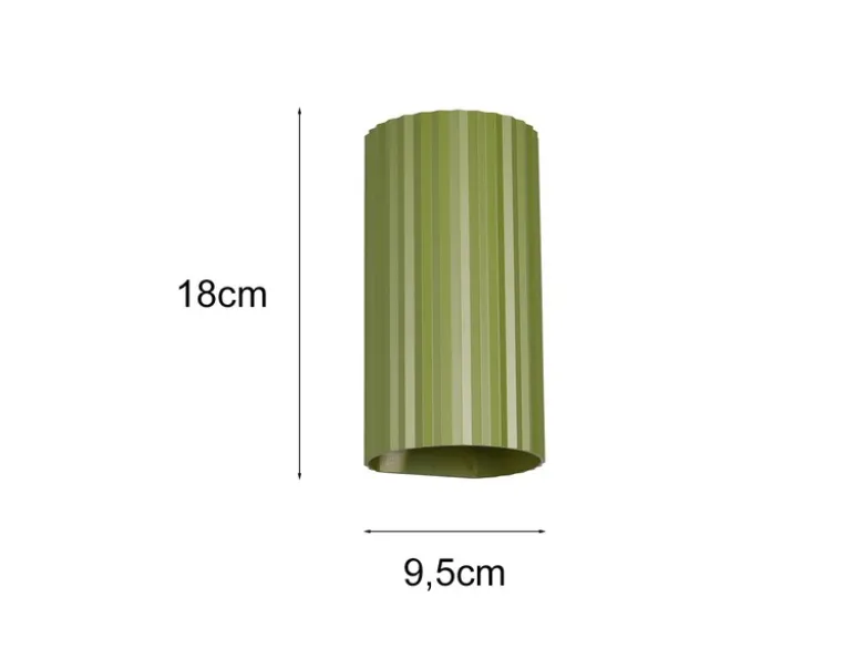 LED Wandleuchte mit Up and Down Lichteffekt, Metall Grün, Höhe 18cm