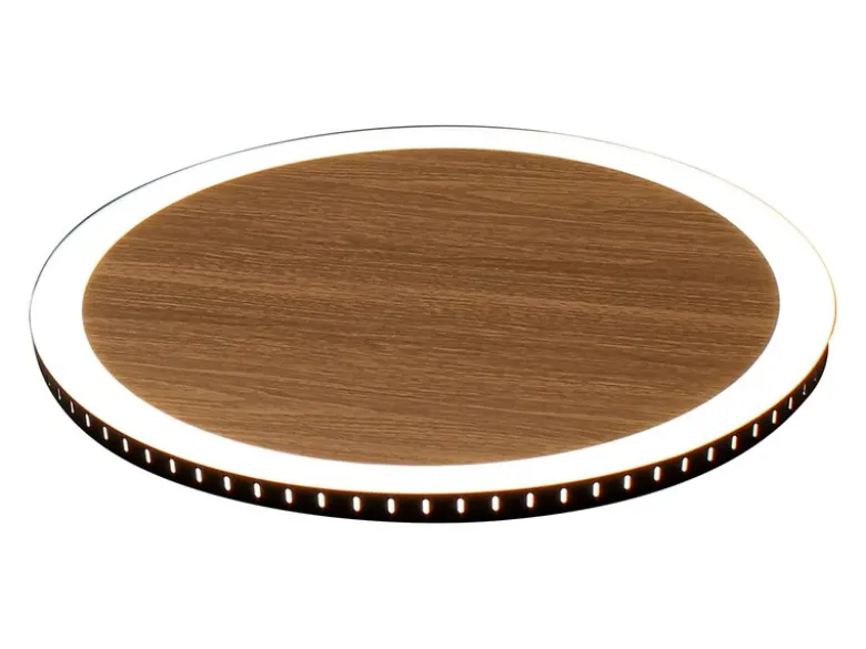 LED Wandleuchte MOON für Wand & Decke Holzoptik 3 Stufen dimmbar, Ø 30cm