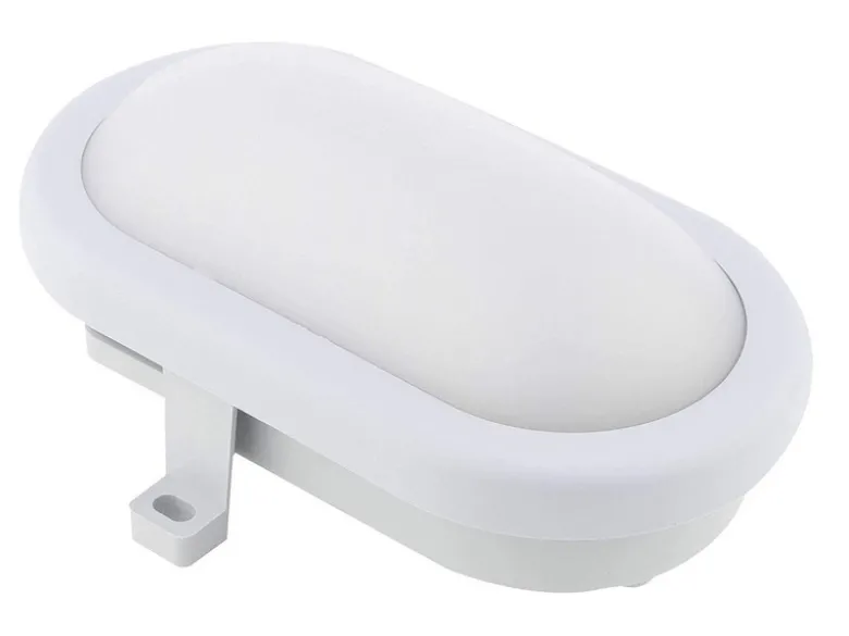 LED Wandleuchte oval grau mit HF Bewegungsmelder, Außenleuchte Kellerlampe