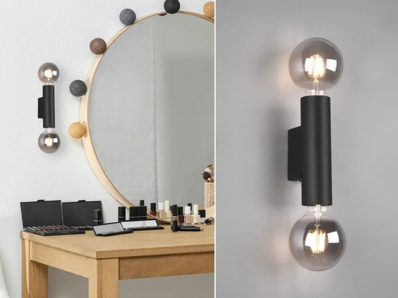 LED Wandleuchte Schwarz dimmbar 2 Flammig, Up and Down Light, Höhe 18cm