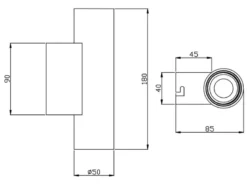 LED Wandleuchte Schwarz dimmbar 2 Flammig, Up and Down Light, Höhe 18cm
