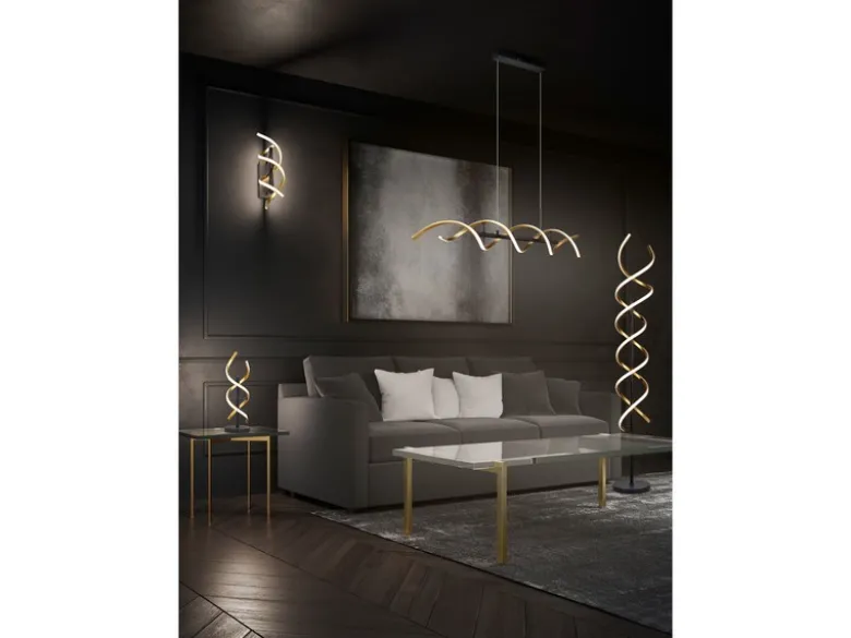 LED Wandleuchte SEQUENCE dimmbar Lichtfarbe einstellbar Messing, Breite 47cm