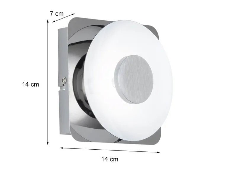 LED Wandleuchte SPACE Silber Chrom mit Glas, Höhe 14cm