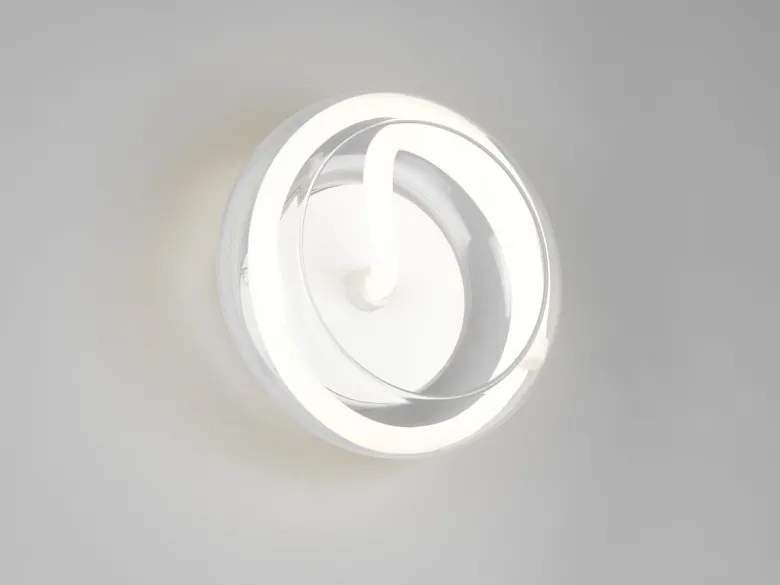 LED Wandleuchte TARSIA dimmbar aus Metall in Weiß & Glas, rund Ø 21,5cm