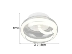 LED Wandleuchte TARSIA dimmbar aus Metall in Weiß & Glas, rund Ø 21,5cm