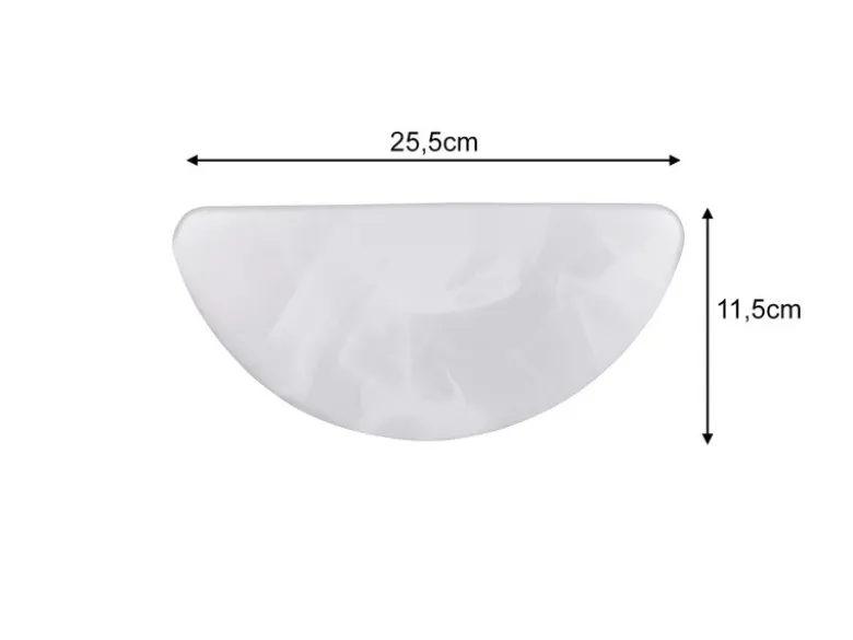 LED Wandleuchte UMBRIA extra flach, Weiß marmoriert, halbrund, Breite 25,5cm