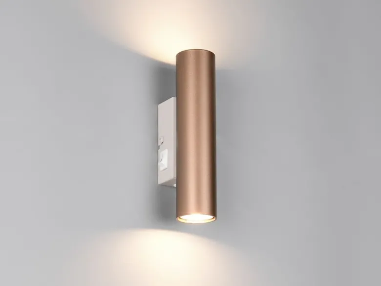 LED Wandleuchte Up and Down Coffee / Grau mit Schalter, Höhe 18cm