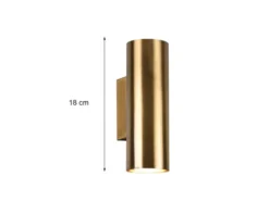 LED Wandleuchte Up and Down Light in Altmessing 2-flammig dimmbar, Höhe 18cm