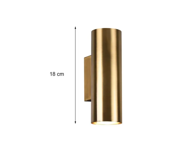 LED Wandleuchte Up and Down Light in Altmessing 2-flammig dimmbar, Höhe 18cm
