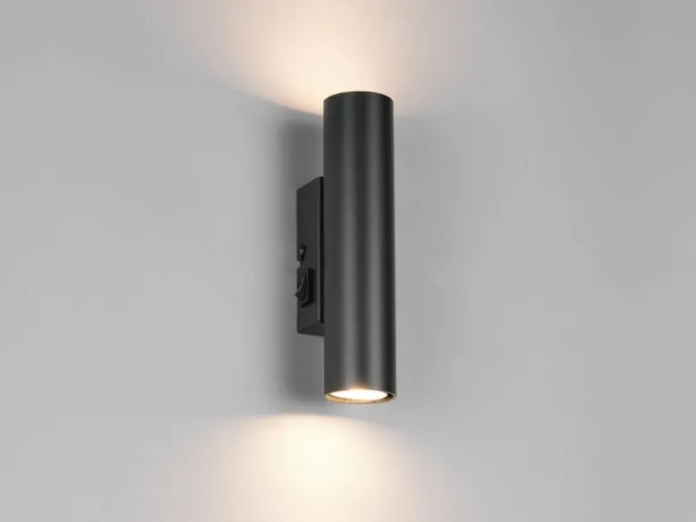 LED Wandleuchte Up and Down Schwarz mit Schalter, Höhe 18cm