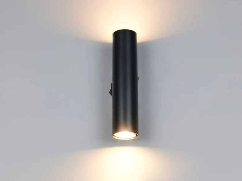 LED Wandleuchte Up and Down Schwarz mit Schalter, Höhe 18cm