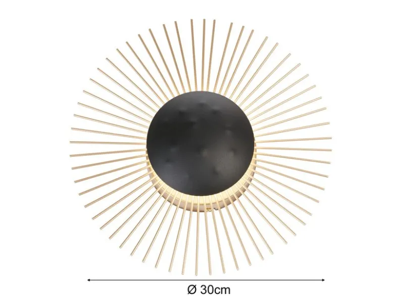 LED Wandleuchte VARRAS Schwarz / Gold, Ø 30cm