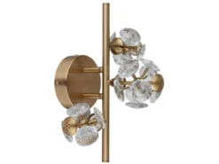 LED Wandleuchte VIRINA Gold mit Glaskugeln aus K9 Kristallen, Höhe 41cm