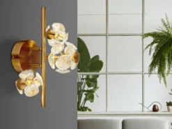 LED Wandleuchte VIRINA Gold mit Glaskugeln aus K9 Kristallen, Höhe 41cm