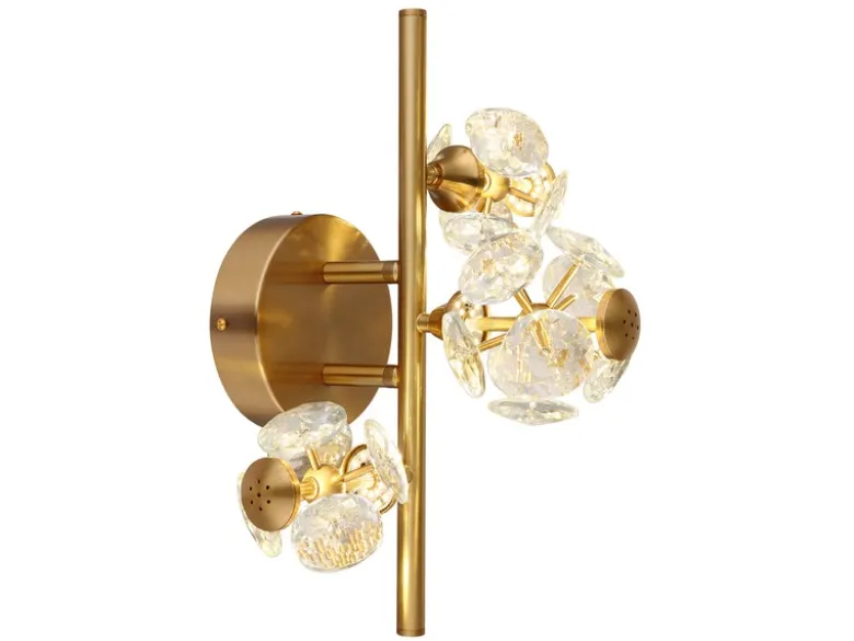 LED Wandleuchte VIRINA Gold mit Glaskugeln aus K9 Kristallen, Höhe 41cm