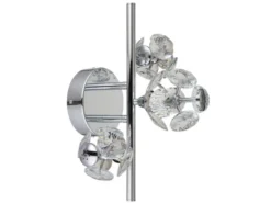 LED Wandleuchte VIRINA Silber Chrom mit Glaskugeln aus K9 Kristallen, Höhe 41cm