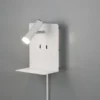 LED Wandspot ELEMENT Weiß mit Schalter, Stecker, USB Ladefunktion, Breite 16cm