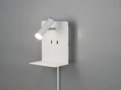 LED Wandspot ELEMENT Weiß mit Schalter, Stecker, USB Ladefunktion, Breite 16cm