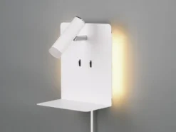 LED Wandspot ELEMENT Weiß mit Schalter, Stecker, USB Ladefunktion, Breite 16cm