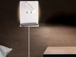 LED Wandspot ELEMENT Weiß mit Schalter, Stecker, USB Ladefunktion, Breite 16cm