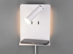 LED Wandspot ELEMENT Weiß mit Schalter, Stecker, USB Ladefunktion, Breite 16cm