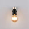LED Wandstrahler aus Metall in Schwarz mit Naturholz, Höhe 13cm