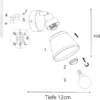 LED Wandstrahler Chrom glänzend mit Stoffschirm Grau, Breite 12cm