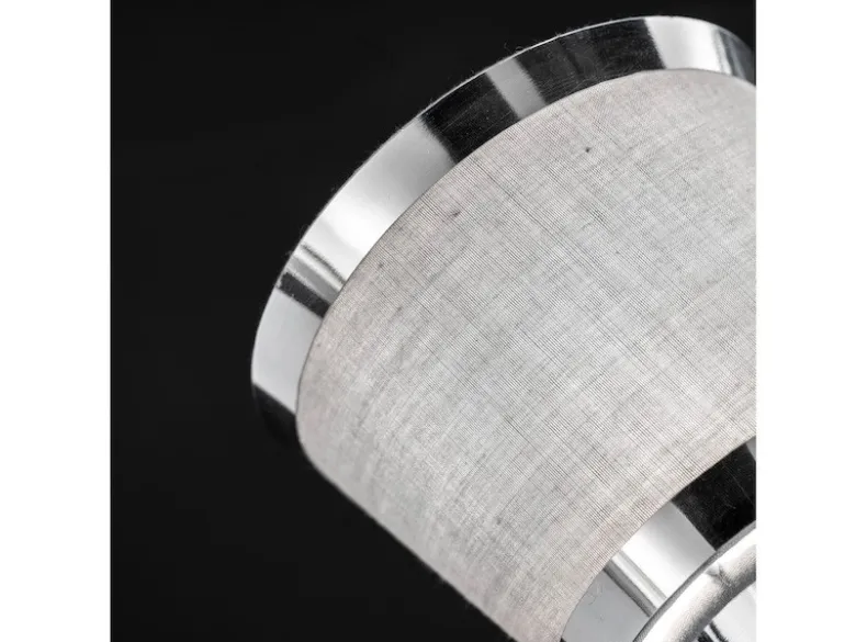 LED Wandstrahler Chrom glänzend mit Stoffschirm Grau, Breite 12cm