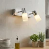 LED Wandstrahler CLAPTON 2-flammig mit Schalter & Glasschirmen, Breite 36cm
