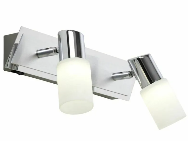 LED Wandstrahler CLAPTON 2-flammig mit Schalter & Glasschirmen, Breite 36cm