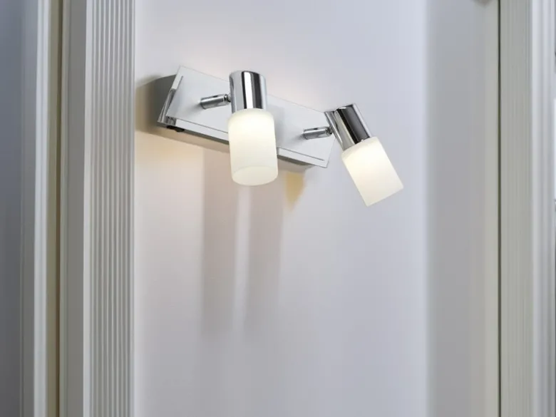 LED Wandstrahler CLAPTON 2-flammig mit Schalter & Glasschirmen, Breite 36cm
