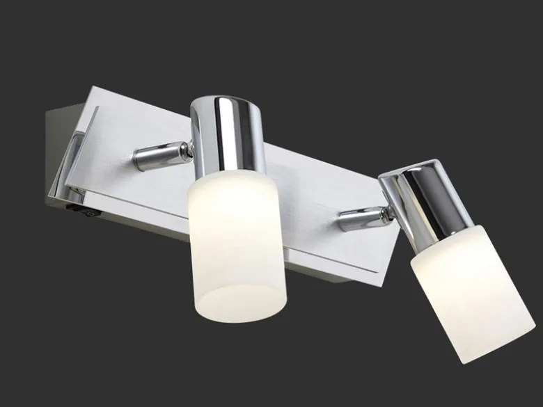 LED Wandstrahler CLAPTON 2-flammig mit Schalter & Glasschirmen, Breite 36cm