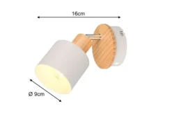 LED Wandstrahler & Deckenstrahler Hellgrau mit Holz, Breite 9cm