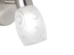 LED Wandstrahler dimmbar, Silber matt mit Dekorglas satiniert, Breite 8cm