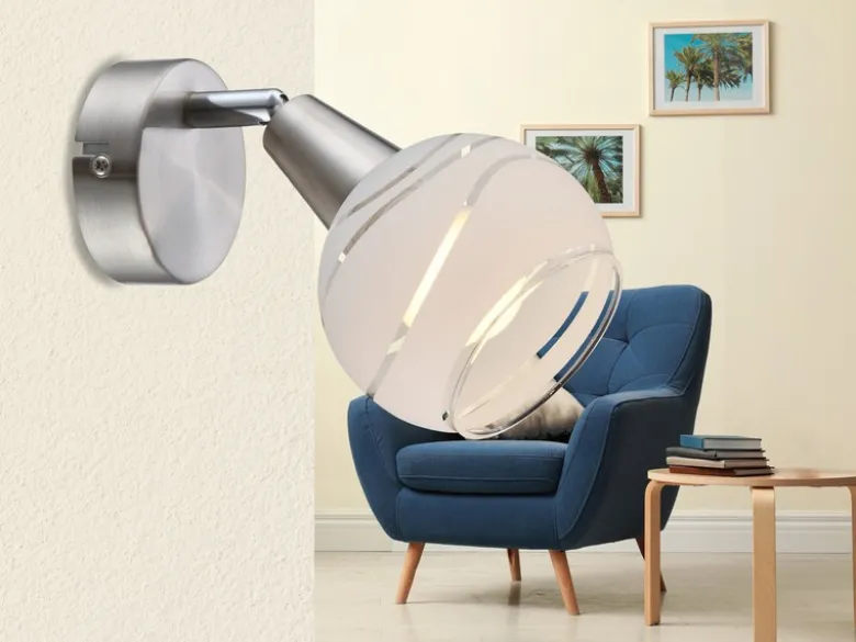 LED Wandstrahler ELLIOTT mit Glasschirm satiniert, Breite 9,7cm