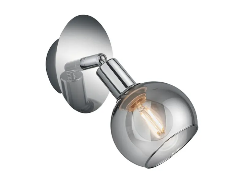 LED Wandstrahler 1-flammig Chrom mit Rauchglas, Breite 9cm