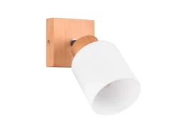 LED Wandstrahler Korpus Holz & Glasschirm Weiß, Breite 10cm