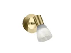 LED Wandstrahler LEVISTO Messing mit Glas Lampenschirm, Breite 10cm