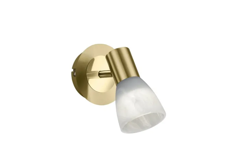 LED Wandstrahler LEVISTO Messing mit Glas Lampenschirm, Breite 10cm
