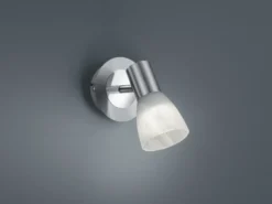 LED Wandstrahler LEVISTO Silber mit Glas Lampenschirm, Breite 10cm