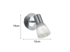 LED Wandstrahler LEVISTO Silber mit Glas Lampenschirm, Breite 10cm
