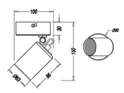 LED Wandstrahler Metallschirm Schwarz, Breite 9cm