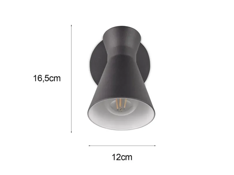 LED Wandstrahler Metall Schwarz mit Schalter & Stecker, Breite 12cm