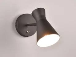 LED Wandstrahler Metall Schwarz mit Schalter & Stecker, Breite 12cm