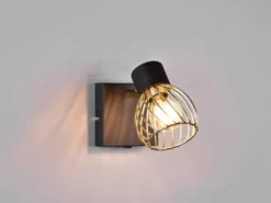LED Wandstrahler mit Gitter Lampenschirm in Gold, Breite 9cm