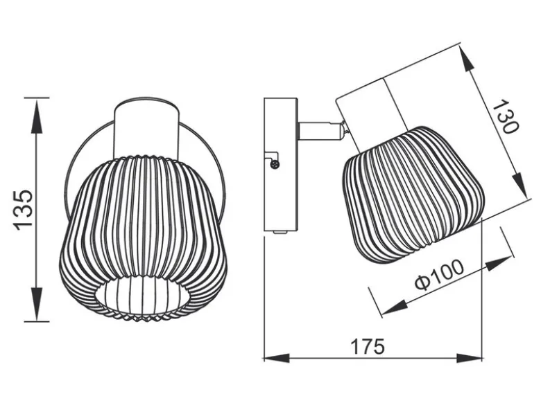 LED Wandstrahler mit Glasschirm Chrom bedampft, Breite 10cm